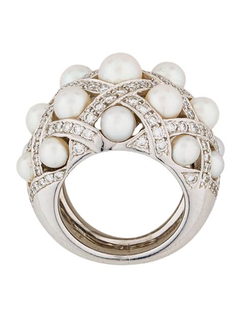 multiple pearl chanel ring|chanel stackable silver rings.